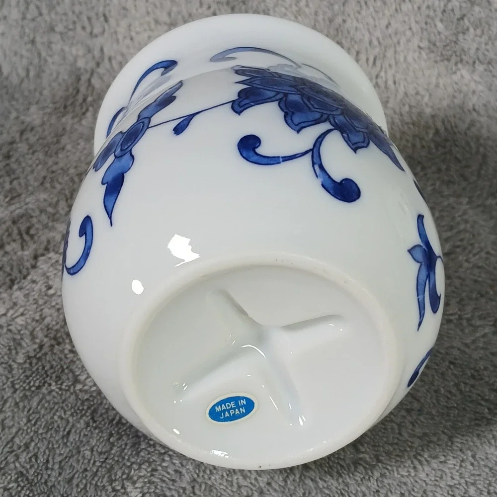 Vintage Bathroom Set  Soap Dish & Toothbrush Holder Blue Floral Porcelain Decor